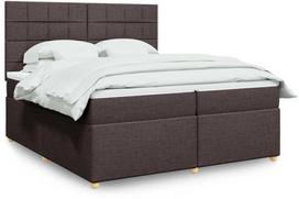 miegamojo lova 200x200 - Lova Blokelis su kvadratais, 200x200 cm, ruda (Brown), su spyruoklėmis ir čiužiniu, audinys - 2 nuotrauka