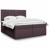 miegamojo lova 200x200 - Lova Blokelis su kvadratais, 200x200 cm, ruda (Brown), su spyruoklėmis ir čiužiniu, audinys - 3 nuotrauka