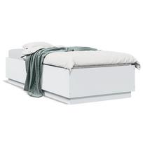 vidaXL Lovos rėmas su LED, baltas (White), 90x200 cm, apdirbta mediena