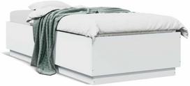 balta miegamojo lova - vidaXL Lovos rėmas su LED, baltas (White), 90x200 cm, apdirbta mediena - 2 nuotrauka