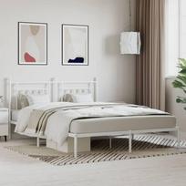 vidaXL Metalinis lovos rėmas su galvūgaliu, 180x200 cm, balta (White)