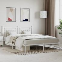 balta miegamojo lova - vidaXL Metalinis lovos rėmas su galvūgaliu, 180x200 cm, balta (White) - 2 nuotrauka