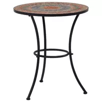 mozaikinis stalas - Lauko stalas vidaXL Mozaikinis Bistro, oranžinis/pilkas, 60 cm - 2 nuotrauka