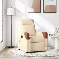 vidaXL Atlošiamas masažinis krėslas, kreminė (Cream)