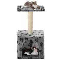 draskykles katems - vidaXL Draskyklė katėms su stovu iš sizalio, 55 cm, pilka (Grey) su letenėlių piešiniu - 2 nuotrauka