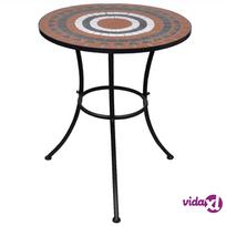 balta mozaika - Lauko stalas vidaXL Bistro, terakota/balta (Terracotta/White), 60 cm - 3 nuotrauka