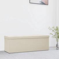 pufas daiktadeze - vidaXL Sulankstomas suoliukas-daiktadėžė, kreminis (Cream) - 2 nuotrauka