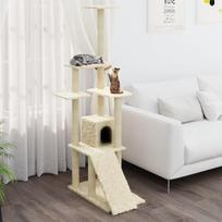 draskykles katems - vidaXL Draskyklė katėms su stovais iš sizalio, kreminė (Cream), 155 cm - 1 nuotrauka