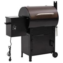 vidaXL Granulinė kepsninė su kaminu Juoda (Black)