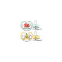 obuoliai - Philips Avent Ultra Air, silikoninis čiulptukas, 0-6 mėn., Obuolys/Persikas (Apple/Peach), SCF080/17, 2 vnt. - 1 nuotrauka