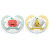 obuoliai - Philips Avent Ultra Air, silikoninis čiulptukas, 0-6 mėn., Obuolys/Persikas (Apple/Peach), SCF080/17, 2 vnt. - 2 nuotrauka