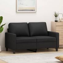 vidaXL Dvivietė sofa, Juodas (Black), 120 cm, dirbtinė oda
