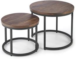 Halmar Kavos staliukų komplektas Oreo, juoda/riešuto (Black/Walnut), 53 cm x 53 cm x 45 cm, 2 vnt.