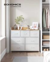 Songmics Komoda LTS137B01 su 7 medžiaginiais stalčiais, Balta (White)
