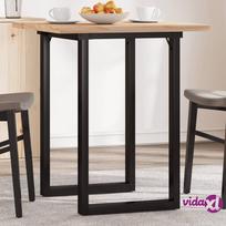 vidaXL Valgomojo stalas O forma, pušis/plieninis, 60x60x75,5 cm