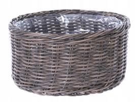 Gėlių vazonas OTE Flower Pot D012-W18, plastikinis/ratanas, 34,5 cm x 34,5 cm, pilkas (Gray)
