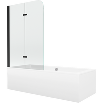 vonios 180x80 - Vonia Mexen Cube, 180x80 cm, su stiklo sienele, balta (White) + juoda (Black) - 1 nuotrauka