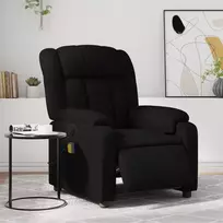 vidaXL Elektrinis atlošiamas masažinis krėslas, juodas (Black), dirbtinė oda
