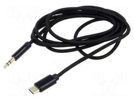 3.5 mm to 3.5 mm kabelis - Cablexpert CCA-CM3.5M-1.5M USB Type-C to Stereo 3.5 mm AUX Cable, 1.5 m, Juodas (Black) - 2 nuotrauka