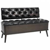 vidaXL Suoliukas-daiktadėžė su atlošu, juodas (Black)