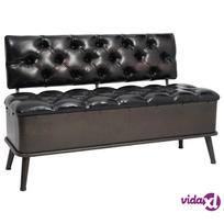 pufas daiktadeze oda - vidaXL Suoliukas-daiktadėžė su atlošu, juodas (Black) - 2 nuotrauka