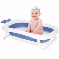 Springos SB0058 Vaikiška sulankstoma vonelė 40 L mėlyna-balta (Blue-White) su kamščiu