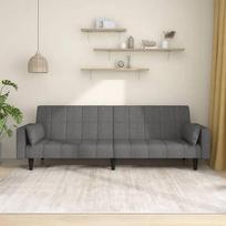 vidaXL Dvivietė sofa-lova su dvejomis pagalvėmis, pilka (Grey)