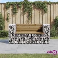 vidaXL Sodo suoliukas, 143x71x65,5cm, pušis, gabiono dizaino