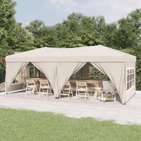 vidaXL Proginė palapinė su šoninėmis sienomis, kreminė (Cream), 3x6 m