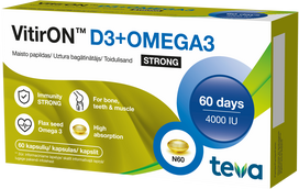 vitiron - VITIRON D3 + OMEGA-3 STRONG, 60 kapsulių - 3 nuotrauka