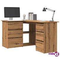 artisan stalas - vidaXL Kampinis rašomasis stalas 145x100x76 cm, artisano ąžuolas (Artisan Oak) - 3 nuotrauka
