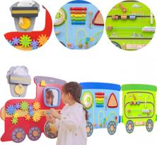traukinys medinsi - Viga Toys Edukacinė sensorinė-manipuliacinė lenta Traukinys 190 cm - 1 nuotrauka