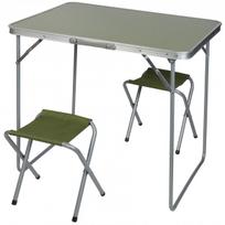 Enero Camp Kempingo sulankstomas stalas 80x60x70 cm ir 2 kėdės žalios spalvos