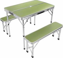 Enero Camp Sulankstomas stovyklavimo stalas 90x60x70cm ir 2 suolai 87x23x39cm žalias