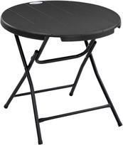 valgomojo pilkas stalas - Outsunny Apvalus sulankstomas sodo stalas, Ø80 cm - tamsiai pilka - 1 nuotrauka