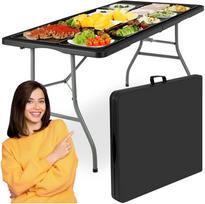 Maitinimo stalas RICO, sulankstomas į lagaminą, 152 cm, juodas