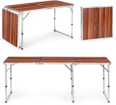 Modernhome Turistinis stalas, sulankstomas kempingo stalas, rudos spalvos stalviršis, 180 x 60 cm