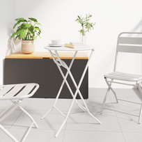 sulankstomas sodo stalas Baltas Ø50x72 cm Plienas