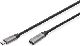 Digitus USB-C Male to USB-C Female Extension Cable 1m Juodas/Pilka (Black/Grey)