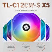 Thermalright TL-C12CW-S X5 PWM ARGB Baltas (White) 120mm Ventiliatoriai 5vnt.