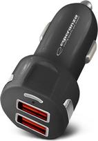 18w ikroviklis - Esperanza EZ110 automobilinis įkroviklis, 36W, 2x USB-A, Juodas (Black) - 1 nuotrauka