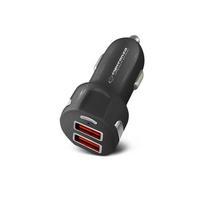 18w ikroviklis - Esperanza EZ110 automobilinis įkroviklis, 36W, 2x USB-A, Juodas (Black) - 2 nuotrauka