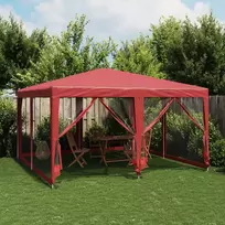 vidaXL Proginė palapinė su 8 tinklinėmis sienomis, raudona (Red), 4x4 m