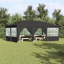 vidaXL šventinė palapinė su 10 šoninių sienų Antracito (Dark Grey) 6x4 m PE
