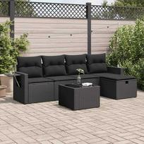 Lauko baldų komplektas vidaXL Sofos su pagalvėlėmis, juodas (Black), 6 dalių