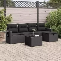 lauko baldai - Lauko baldų komplektas vidaXL Sofos su pagalvėlėmis, juodas (Black), 6 dalių - 2 nuotrauka