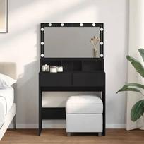 vidaXL Kosmetinis staliukas su LED, juodas (Black), 80x41x134,5cm