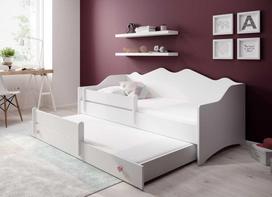 Vaikiška lova ADRK Furniture Emka II, balta/rožinė, 80x160 cm, su ištraukiama lova