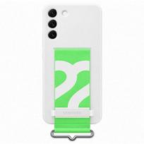 s22 apsauginis - Samsung "Silicone Cover with Strap Galaxy S22" Balta (White) - 1 nuotrauka