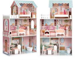 leles - Eco Toys Barbie Lėlių namas su baldų komplektu D8112 - 1 nuotrauka